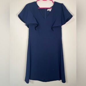 LOFT Navy Flutter Sleeve Dress Work Office Career Size 6